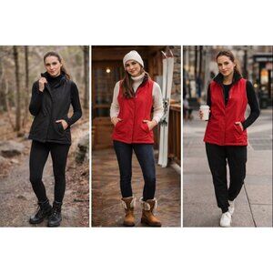 Lauren Ralph Lauren Women’s Reversible Vest S/P Red Black Outdoor Layer Utility